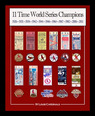 GIVEAWAY!  16x20 framed St Louis Cardinals replica World Series Tickets & Patches