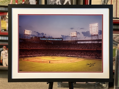 20x28 colorized autographed print of  Stan Musial batting @ Sportsmanâ€™s Park