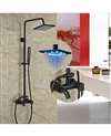 FontanaShowers Renalto Single Handle LED Square Shower Head Wall Mount Shower Set Oil Rubbed Bronze W/ Hand Shower
