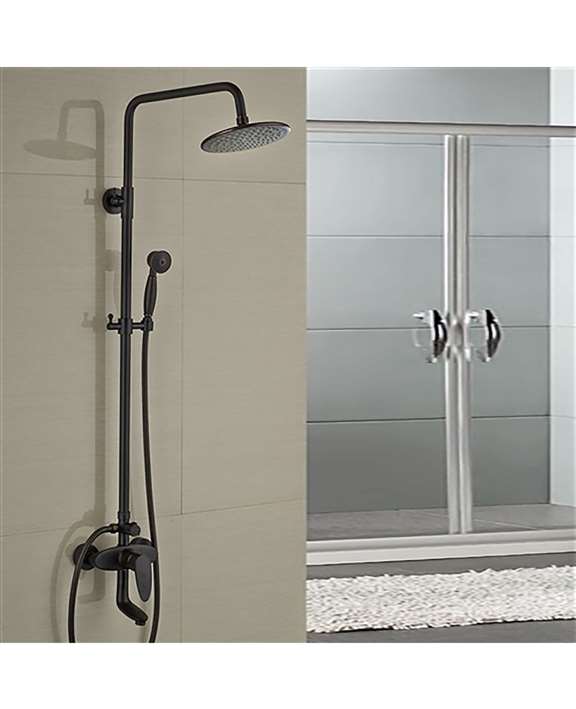 FontanaShowers Milo Round Style Oil Rubbed Bronze Shower Faucet Set W/ Hand Shower Sprayer