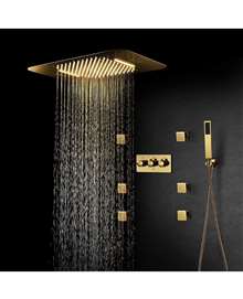 FontanaShowers Le Havre Gold Finish Music System LED Shower Head with Hand Sprayer Remote Controlled