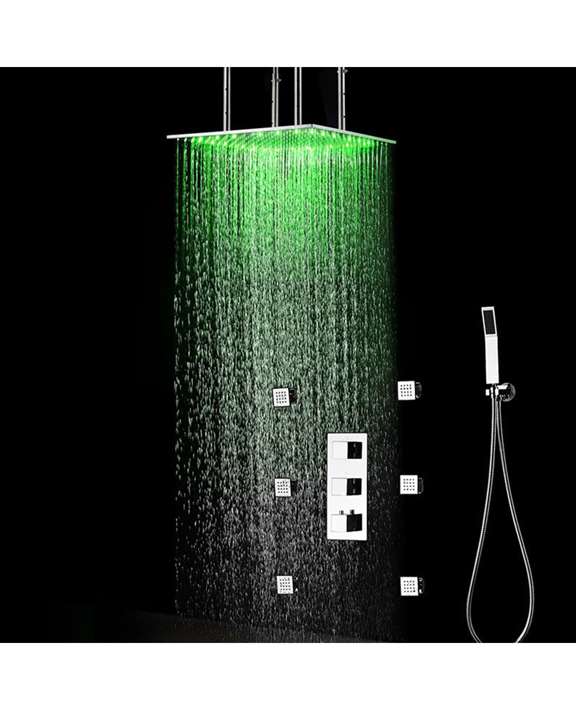 FontanaShowers Sicily 40" x 40" Chrome LED Rainfall Shower System