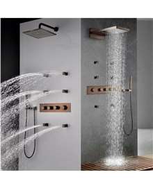 FontanaShowers Wall Mounted Luxurious Rainfall Bronze Finish Bathroom Shower Set