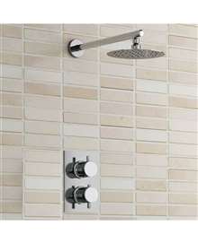 FontanaShowers Nariman Shower Set-Ultra Thin Shower Head with Thermostatic Shower Mixer