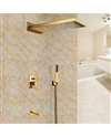 FontanaShowers Mecca Designer Gold Finish Wall Mount Shower Set with Handheld Shower Head