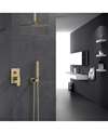 FontanaShowers Napoli Ceiling Mount Brushed Gold Mixer Rainfall Shower Set