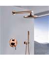 FontanaShowers Rose Gold Sierra Solid Brass Wall Mount Round Shower Set