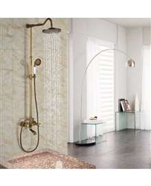 FontanaShowers Milan 8" Antique Brass Rainfall Shower Set A