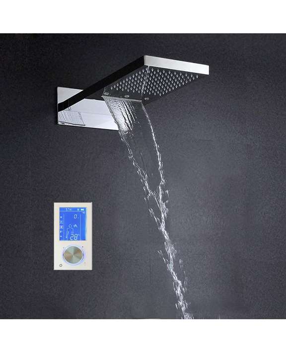 FontanaShowers Lano 22" Contemporary CD Chrome Finish Water Powered Led Shower Head