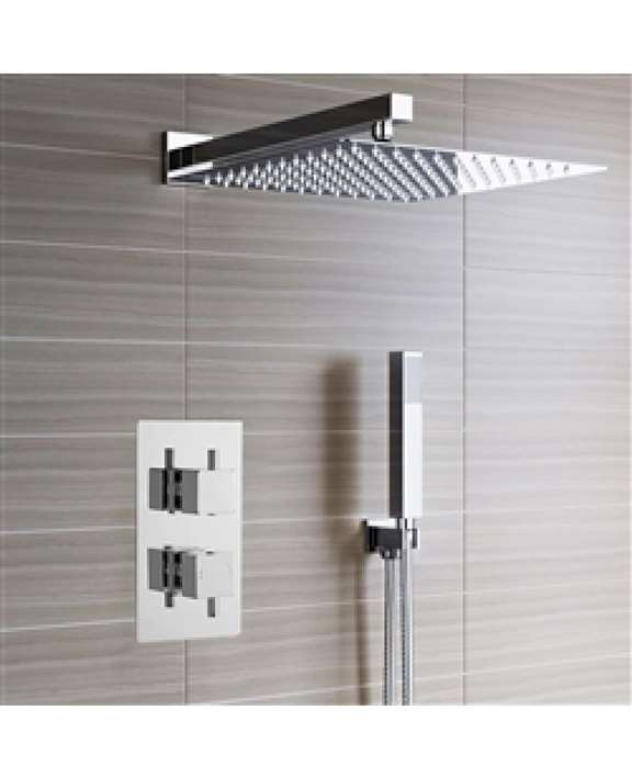 Fontana Lima Ultra Thin Rain Shower Head With Built In Thermostatic Mixer And Hand Held Shower Set