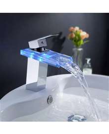 FontanaShowers LED Glass Multiple Color Changed Bathroom Sink Faucet