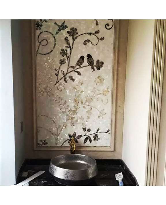HG Hand Made Art Mural Floral Decor Tiles