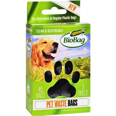 BioBag Dog Waste Bags on a Roll- 45 bags, Case of 12