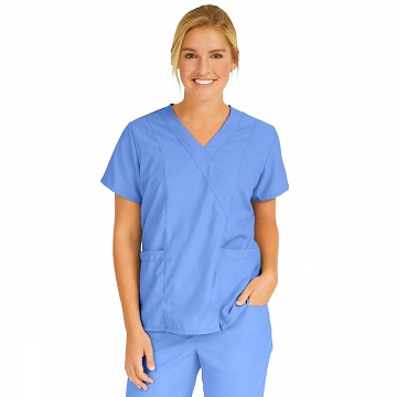 PerforMAX Women's Mock-Wrap Tunic Scrub Tops with 2 Pockets