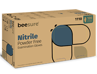 BeeSure Powder Free Soft Nitrile Examination Gloves- Blue- Case of 1000