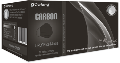 1 case of 400 Cranberry Carbon Black 4-ply facemask with nose and chin adjustment strips , antifog 400 count C2900K FREE Shipping