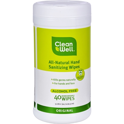 CleanWell All-Natural Hand Sanitizing Wipes - 40 Wipes