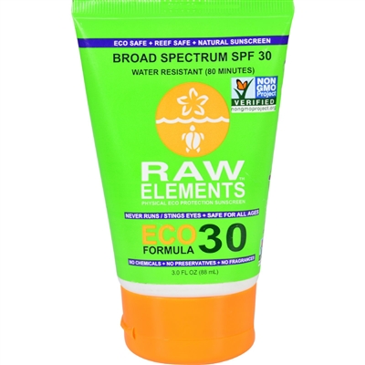 Raw Elements Eco Form Sunscreen - SPF 30 Plus - 3 oz