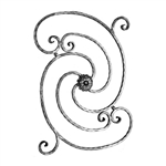 Scroll Hammered W/Rosette 9/16" Sq 22-3/8" X 29-3/