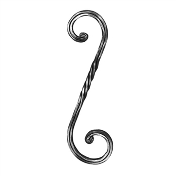 S-Scroll W/Center Twist Hammered Grooved 1/2" Sq4-