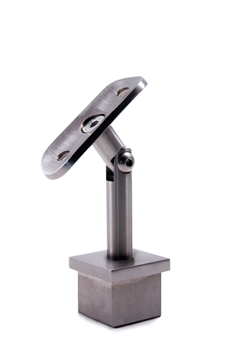 316 Stainless Steel Handrail Support 2 61/64" Dia. x 1 2/3" Dia., Pivotable, for Square Tube 1 3/16" Dia.