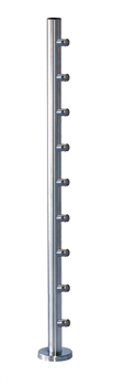 Stainless Steel 1 2/3" Newel Post with Round Bar supports
