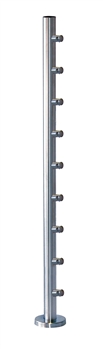 316 Stainless Steel 1 2/3" Newel Post with Round Bar supports