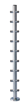Stainless Steel 1 2/3" Corner Newel Post with Round Bar supports