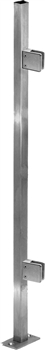 Stainless Steel Square Newel Post with Glass Clamps