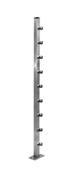 Stainless Steel Square Newel Post with Round Bar Supports