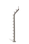 Stainless Steel 1 2/3" Curved Newel Post with Round Bar Supports