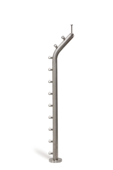316 Stainless Steel 1 2/3" Curved Newel Post with Round Bar Supports