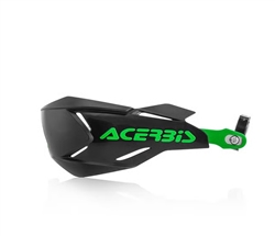 BLACK / GREEN X-FACTORY HANDGUARDS WITH UNIVERSAL MOUNT KIT BY ACERBIS