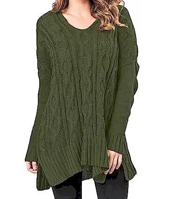 Vee neck cable sweater