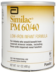 Similac PM 60/40 Low Iron Infant Formula, 14.1 oz. Can, Powder, 6/CS