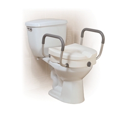 Raised Toilet Seat with Tool Free Removable Padded Arms