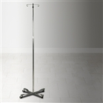 IV Pole, 4-Leg, 2-Hook, Chrome Plated, Wheeled