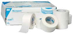 3M Micropore Medical Tape, Skin Friendly, Paper, 1" x 10 Yard, White, Non-Sterile, 12/BX