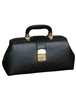 Black Leather Specialist Bags With Brass Fittings, 12" x 7" x 5"