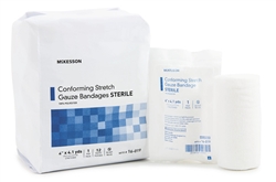 McKesson Conforming Bandage, Polyester, 4" x 4-1/10 Yard, Roll Shape, Sterile, 12/BG