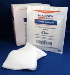 Medi-Pak Performance Sponge Dressing, Cotton, Gauze, 8-Ply, 4" X 4", Square, Sterile, 100/BX