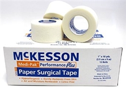 Medi-Pak Surgical Tape, Performance Plus, Paper, 1" x 10 Yards, NonSterile, 12/BX