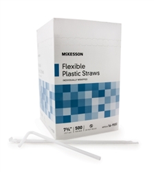 Flexible Drinking Straw 7.75" White, Individually Wrapped 500/bx