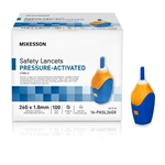 McKesson Safety Lancet, Fixed Depth Lancet Needle, 1.8 mm Depth, 26 Gauge Pressure Activated