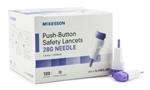 McKesson  Safety Lancet, Fixed Depth Lancet Needle 1.5 mm Depth 28 Gauge Push Button, 100/BX