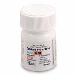 Cetirizine HCL Antihistamine Tablets, 10 Mg, 100/Bottle