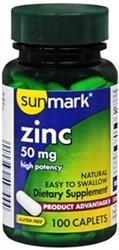 Zinc Supplement, 50 mg Strength, Caplet, 100/BT