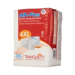 Tranquility AIR-Plus Briefs, Bariatric, 4X-Large, Disposable, Heavy Absorbency, 8/PK 4 PKS/CS