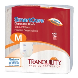 Unisex Adult Incontinence Brief Tranquility SmartCoreâ„¢ Medium Disposable Heavy Absorbency  12/pk 8/pk