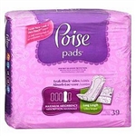 Poise Bladder Control Pads, 14" Length, Heavy Absorbency, Absorb-Loc, Female, Disposable, 39/PK
